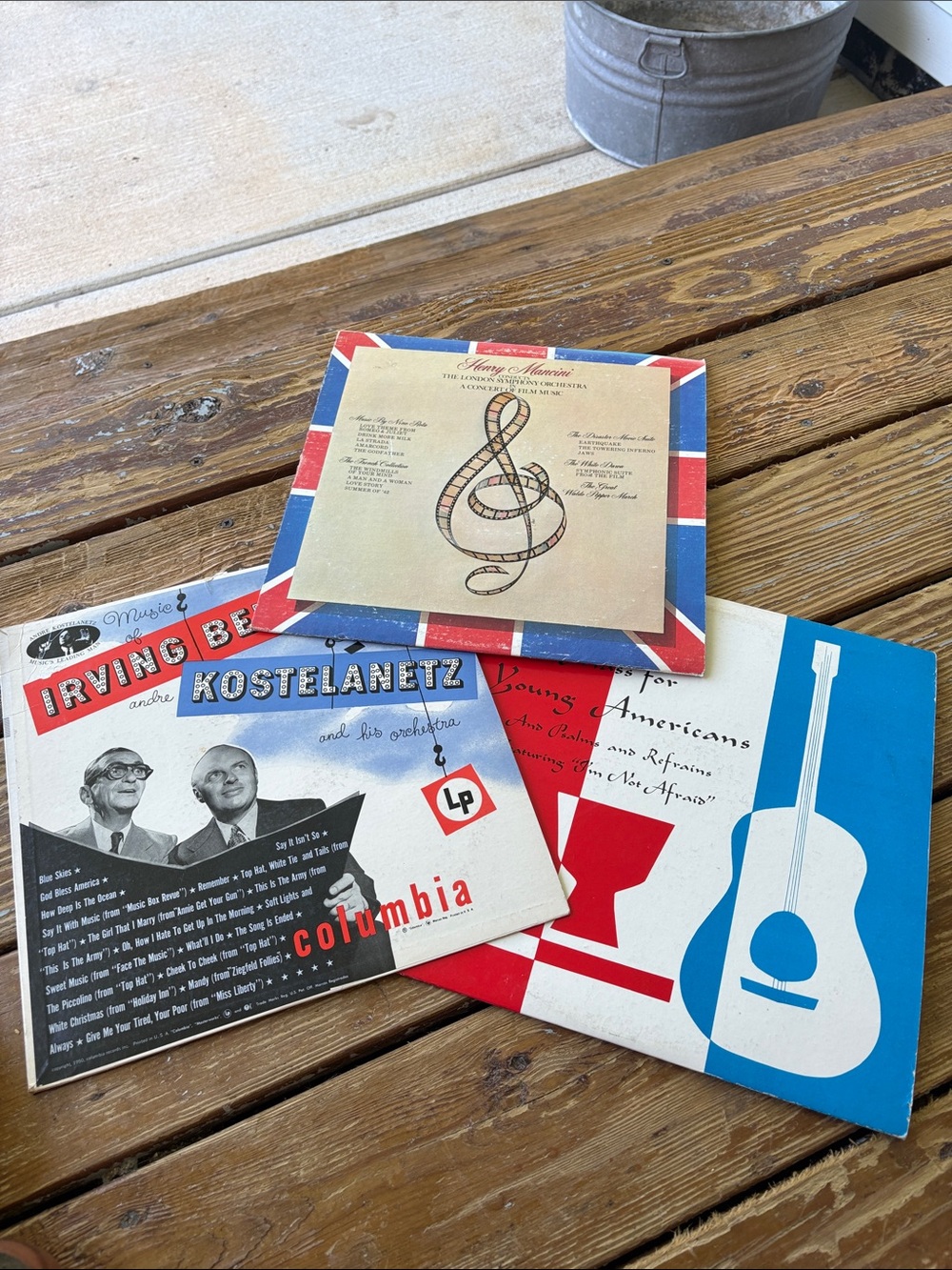 Vintage Vinyl Record Lot - Midcentury LP Covers (Red, Blue, Cream)
